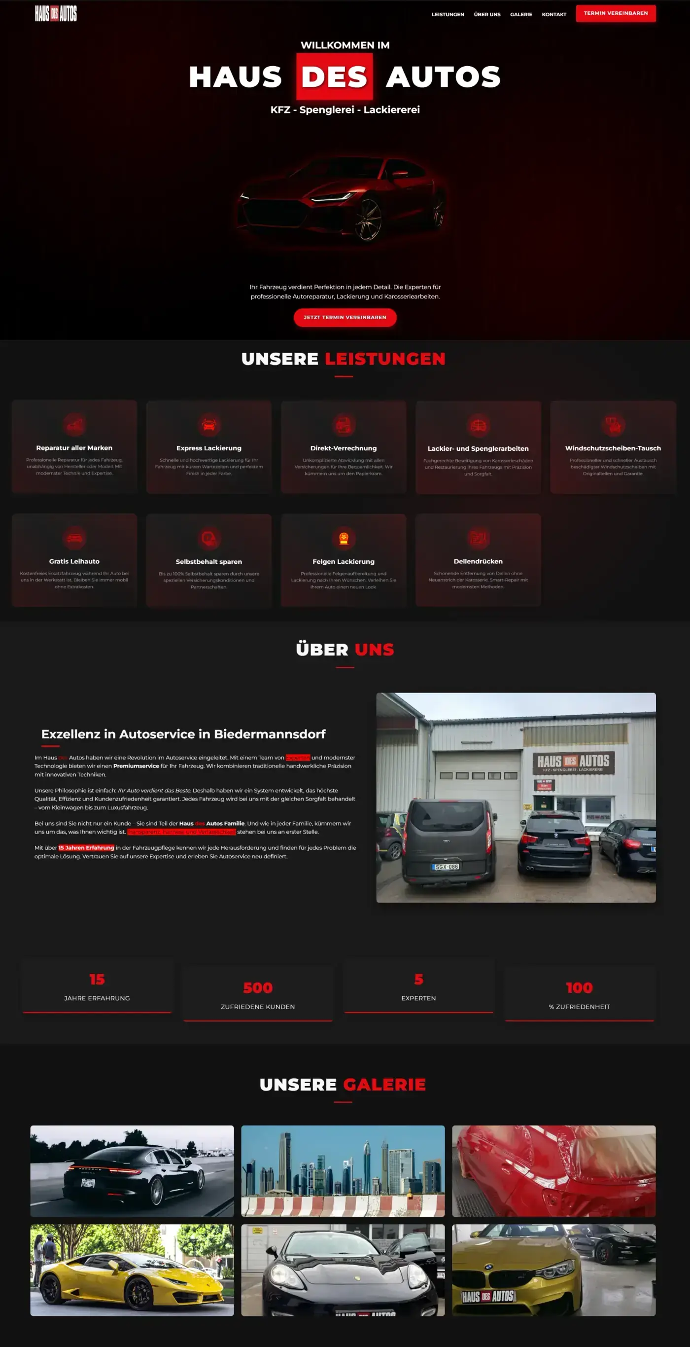 Website für Haus des Autos Wien - Kfz-Werkstatt und Lackiererei, Webauftritt von Astra IT Solutions