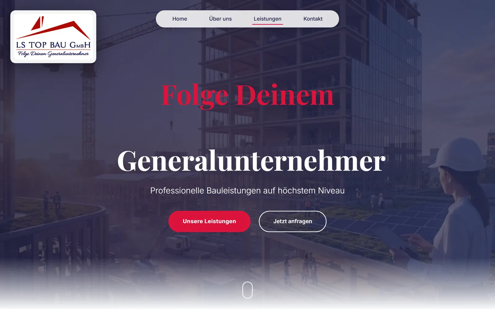 Startseite von ls-topbau.at: Generalunternehmer in Wien, umgesetzt von Astra IT Solutions