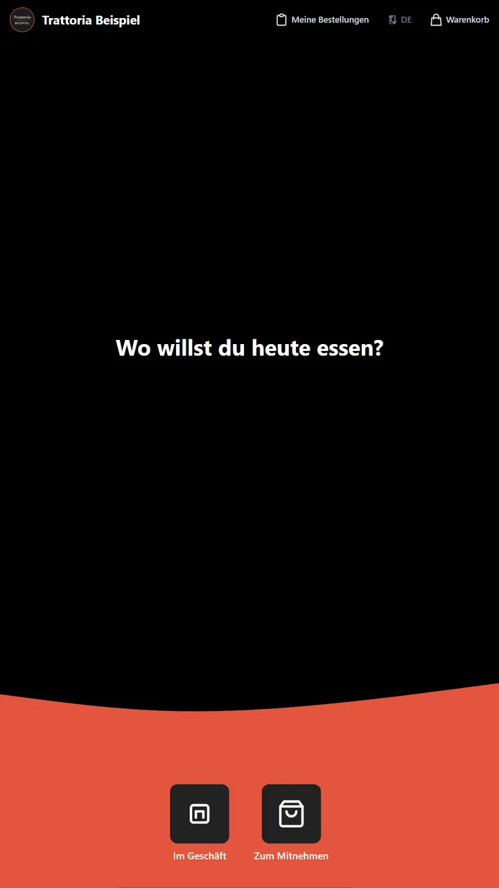 Startbildschirm des Self-Order-Kiosks im Hochformat